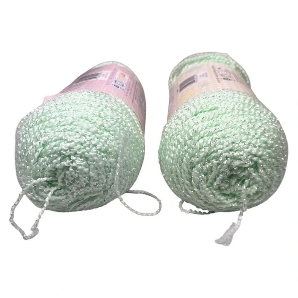 (2) BERNAT Baby Coordinates ICED MINT Green pompadour Yarn Retired New 862 Yards